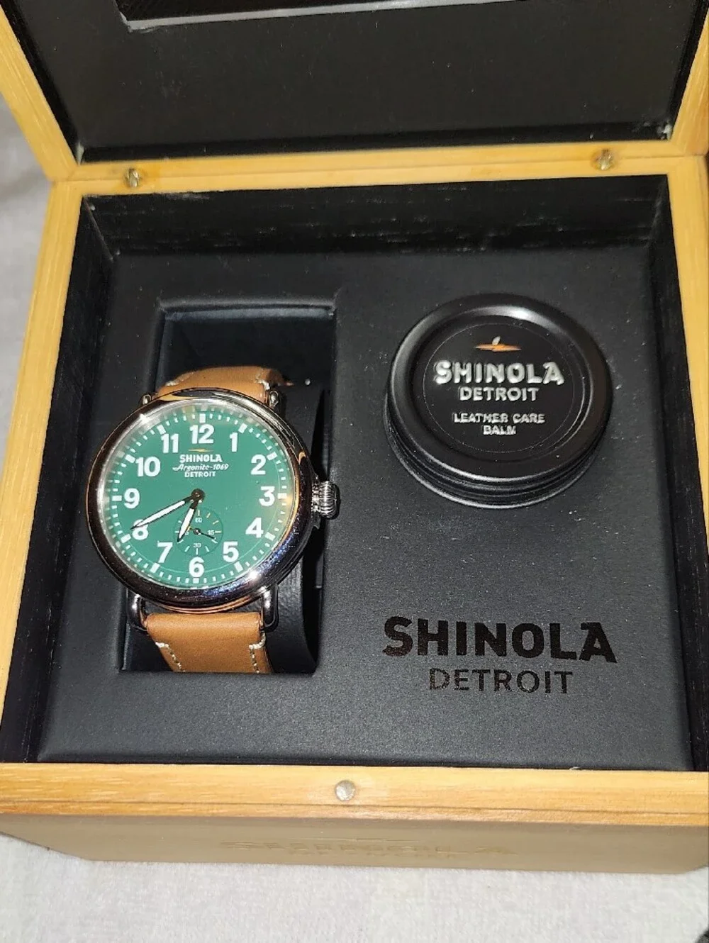 Shinola Detroit Argonite Forest Green Dial with Brown Leather Strap Watch